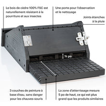 Charger l'image dans la galerie, Abri à chauves-souris noir WHITEHORSE – entrée de ¾ po et zone d’atterrissage de 5 po